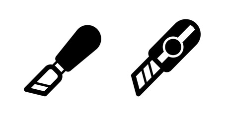 Black and white utility knife icons: craft, DIY, and design.