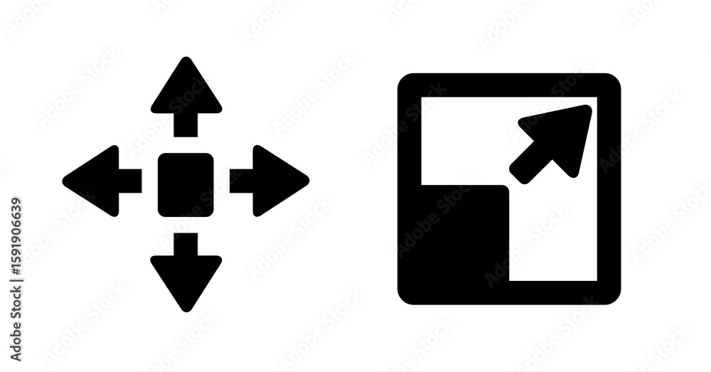 Poster simple black and white resize and move interface icons