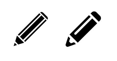 Simple Black Pencil Icons:  Edit, Write, Design, Minimalist Style