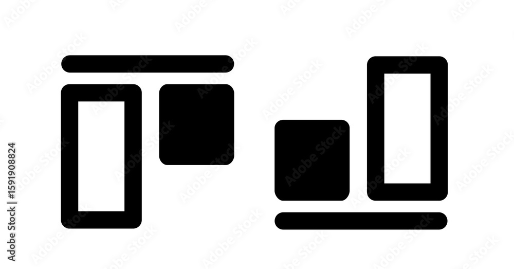 Poster Bold Black UI Icons:  Modular Layout and Bar Graph Design Elements