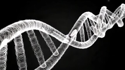 A detailed 3d rendering of a dna double helix molecule against a black background - Powered by Adobe