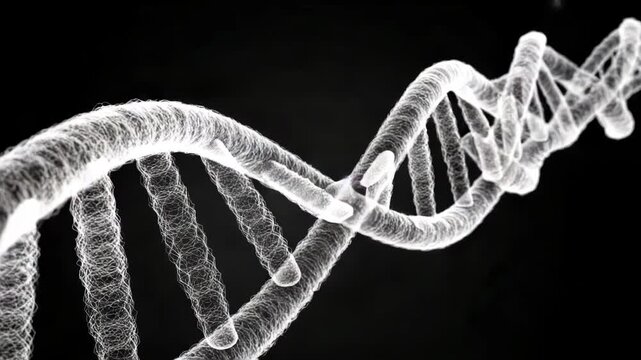 A detailed 3d rendering of a dna double helix molecule against a black background - Powered by Adobe
