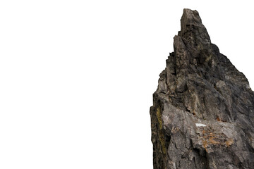 dark gray rock formation dominates the right side of the frame, its rough texture and jagged edges sharply contrasting. The rock shows subtle variations in color and texture