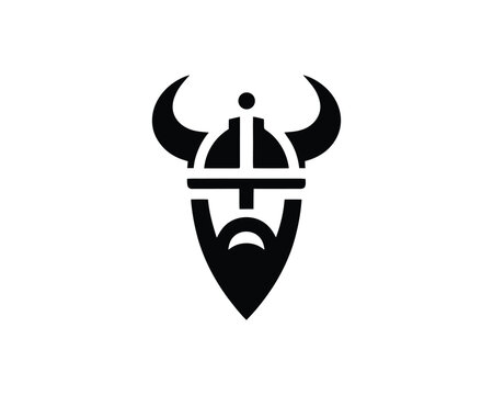 Bold Viking Warrior Silhouette Logo Concept