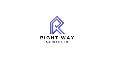 R letter right way logo design