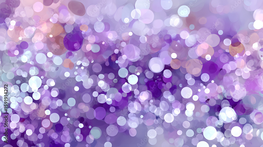Poster white and purple background with a lot of white dots. the dots are scattered all over the background