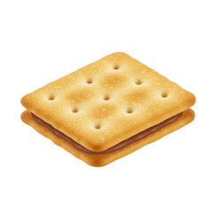 Fototapeta premium Delicious Chocolate Filled Cracker Biscuit, Golden Brown, Isometric View