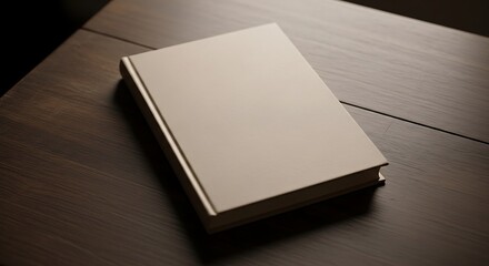 Blank covered book resting on a dark wooden surface creating a sense of mystery and anticipation