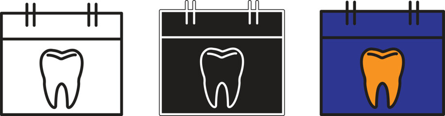 Dental calendar icon symbolizing scheduled appointment or tooth care reminder with transparent background