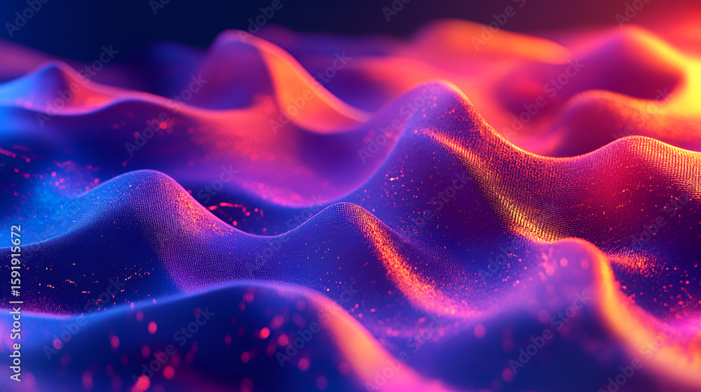 Poster abstract background with smooth lines in blue and orange colors, a highly detailed digital artwork d
