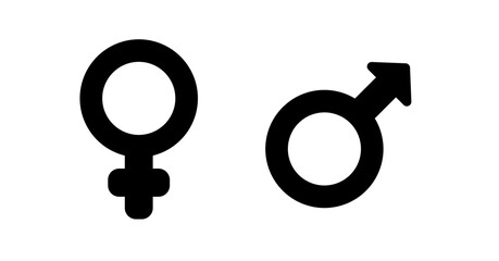Bold Black Gender Symbols: Male and Female Icons, Simple Graphic Design