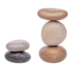 Fototapeta premium Balanced stacked stones isolated on white background