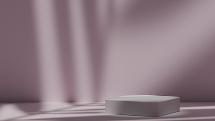 Obraz premium Horizontal Abstract Background Featuring Empty Podium with Refraction Effects, Subtle Pastel Colors, Illuminated Stage in a Three-Dimensional Scene, Ideal for Product Advertisement, Gentle Overlay for