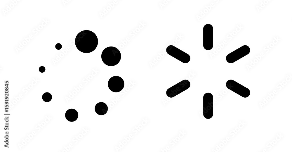 Poster Loading and Processing:  Simple Black Circular and Radial Loading Icons