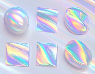 Fototapeta premium Zestaw geometrycznych kształtów w opalizujących kolorach
