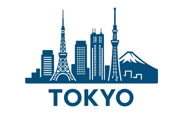 Obraz premium Tokyo skyline with modern towers and Mount Fuji background