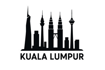 Fototapeta premium Kuala Lumpur skyline silhouette with iconic modern towers
