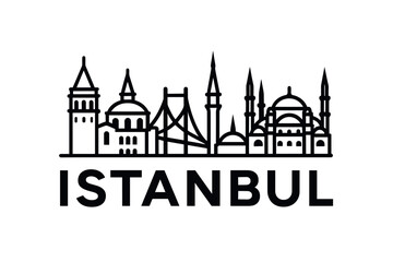 Obraz premium Istanbul skyline with mosque domes and Bosphorus Bridge