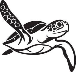 Modern turtle line drawing illustration, Simple turtle sketch for designers