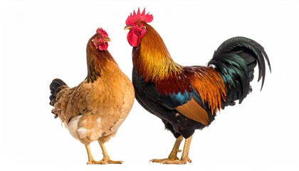 Fototapeta premium Two chickens, facing forward