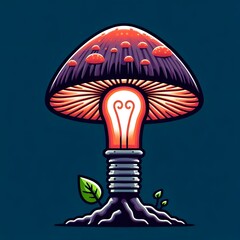 mushroom made of light bulb vector style illustration