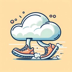 cloud with legs vector style illustration