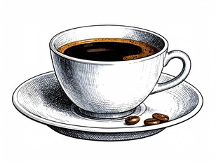 Hand-drawn illustration of a cup of coffee