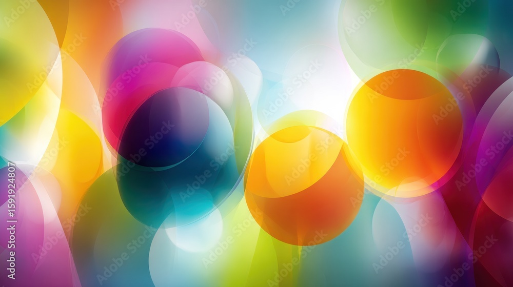 Poster vibrant abstract design with overlapping circles of color.