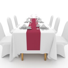 3d render Banquet Table and Chair design element Furniture