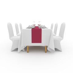 3d render Banquet Table and Chair design element Furniture