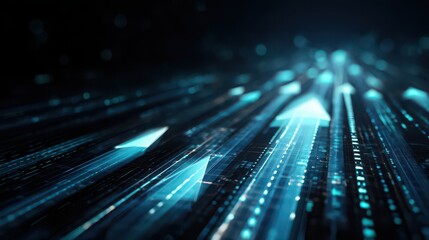 Futuristic digital arrows, business data analytics, stock market