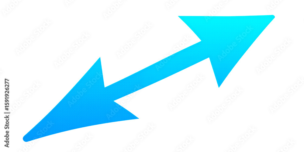 Poster a diagonally oriented blue arrow pointing both up and down on black background