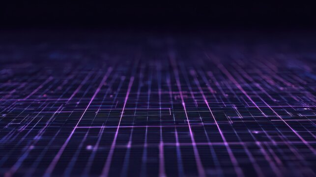 Futuristic digital grid background with glowing purple lines - Powered by Adobe