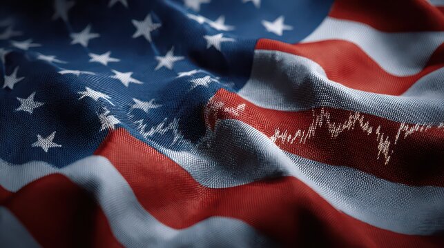 American flag with stock market graph, economic growth