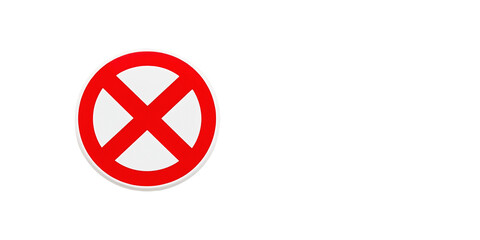 Fototapeta premium A red cross inside a white circle on a black background indicating prohibition sign