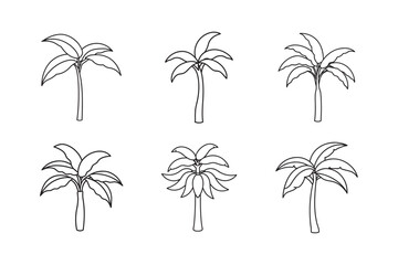 line art banana tree drawing set bundle