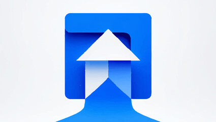 Fototapeta premium Arrow Rising in Blue Geometric Shape