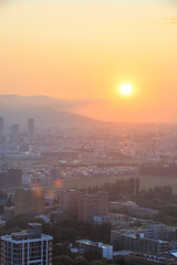 Fototapeta premium Golden SunsetOver the Sapporo City, Hokkaido, Japan