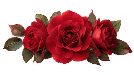 Red Rose Floral Frame Border Arrangements on transparent background