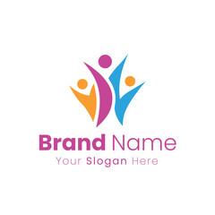 Fototapeta premium Abstract Figures Representing Diversity Unity and Success in Modern Logo Design