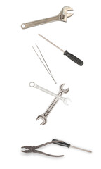 hand tools assortment on transparent background.