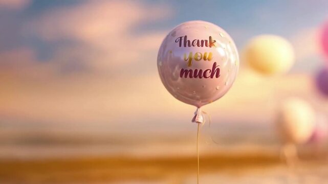 Thank you much on a balloon floating in a beautiful sunset sky