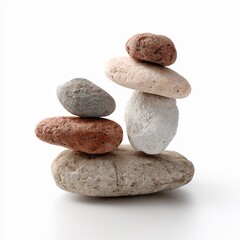 Stack of smooth stones balanced in a minimalist arrangement showcasing natural beauty and tranquility in a serene and calming decor style