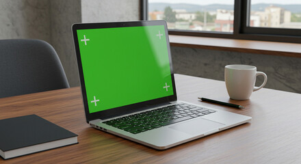 Fototapeta premium Smartwatch Interface Touch Close-up of Hand Interacting with a Green Screen Wearable Device for Application Mockups