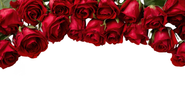Red Rose Floral Frame Border Arrangements on transparent background
