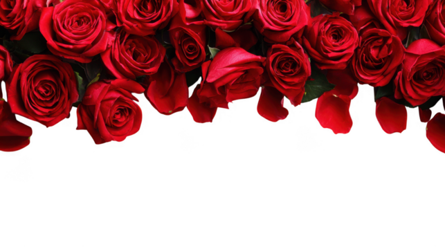 Red Rose Floral Frame Border Arrangements on transparent background