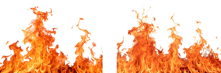 fire flames background on transparent background