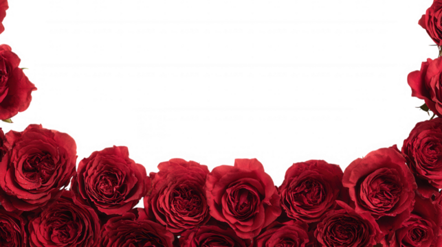Red Rose Floral Frame Border Arrangements on transparent background