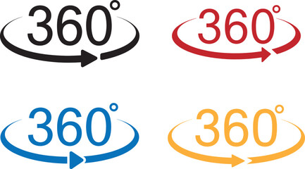 360 Degree View Icon Set – Rotation Arrow Symbols in Vector and Transparent PNG