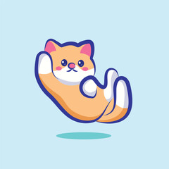 cute cartoon character cat is floating vector for clipart